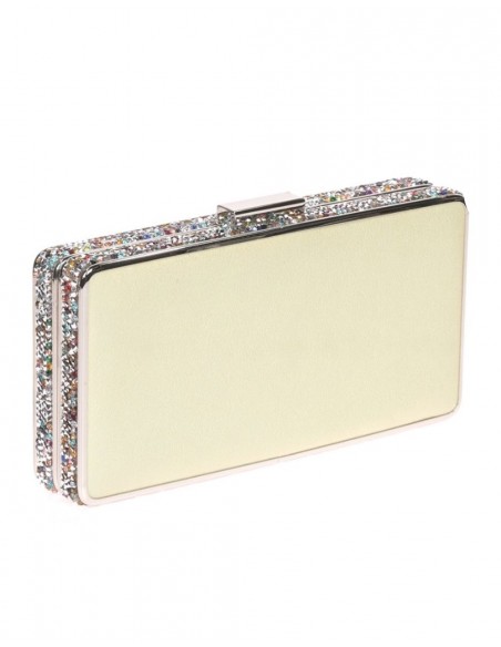 Bolso de fiesta amarillo con pedrería lateral - rectangular