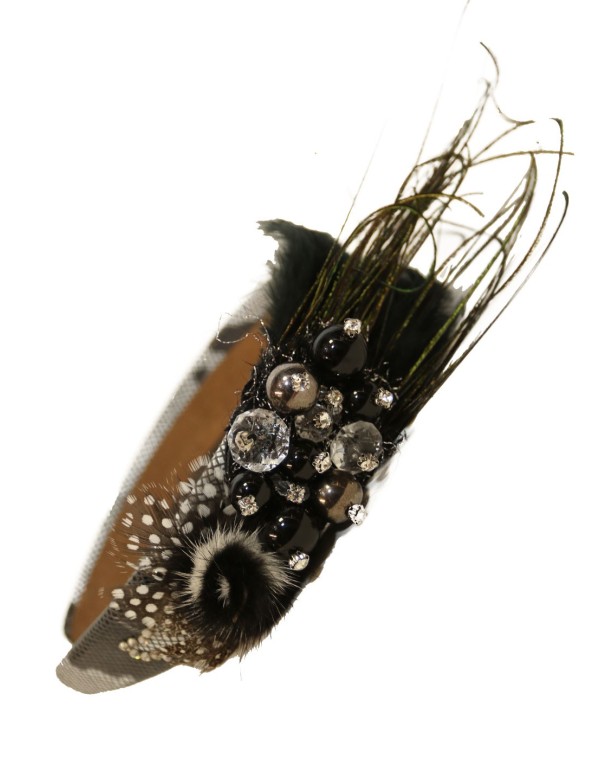 Rhinestone and feathered headband by VintiVintae