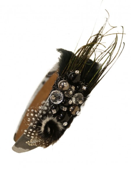 Rhinestone and feathered headband by VintiVintae