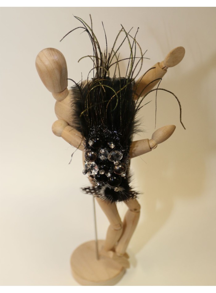 Rhinestone and feathered headband