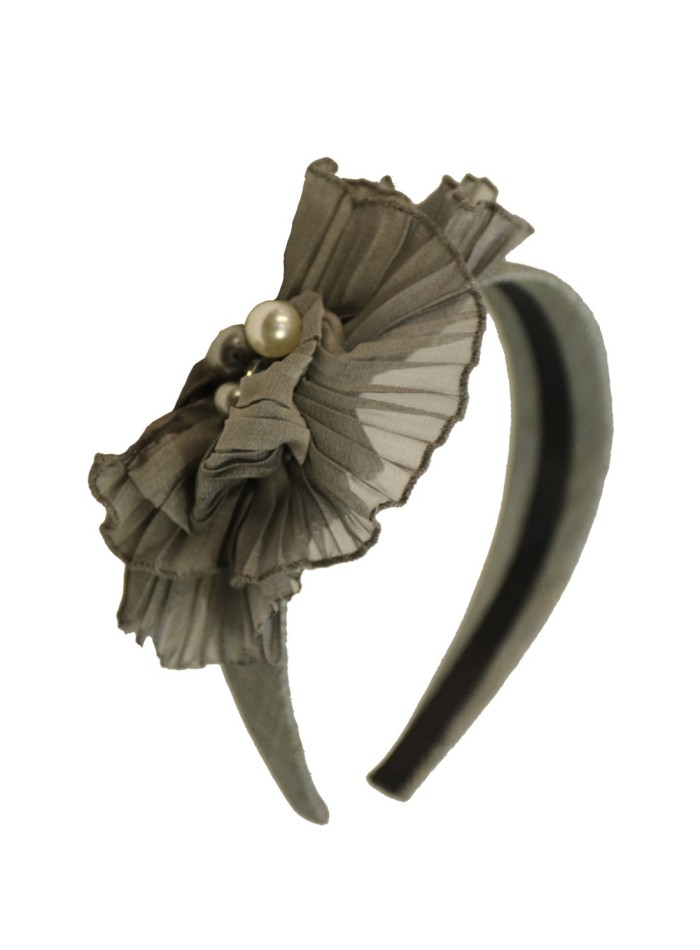 Grey silk Sinamay headband
