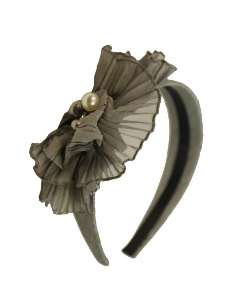 Grey silk Sinamay headband