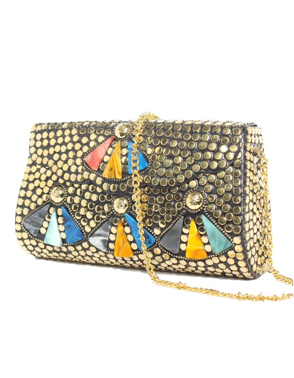 Bolso Cofre rectangular con abanicos