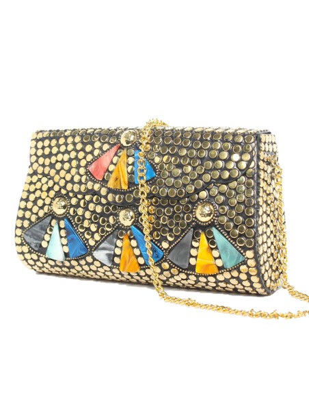 Bolso Cofre rectangular con abanicos