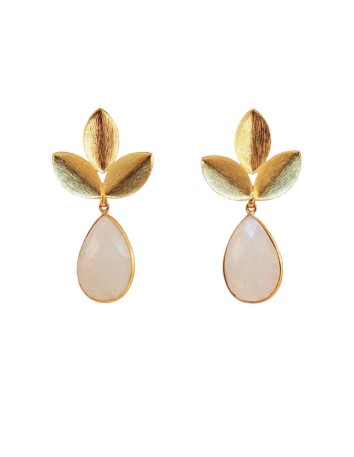 Long golden moonstone earrings