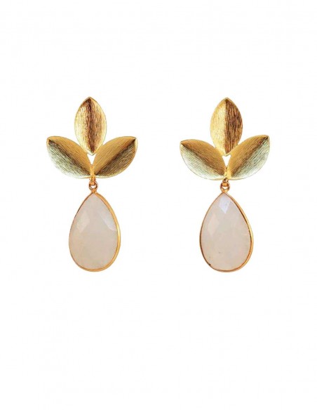 Long golden moonstone earrings