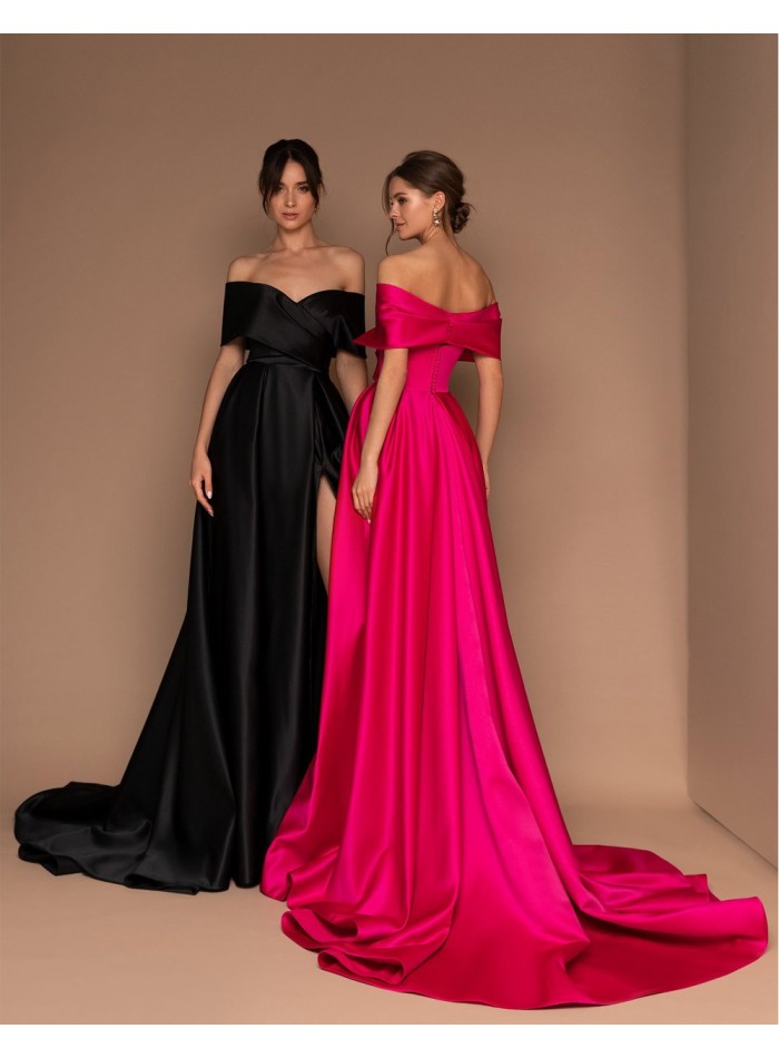 Vestido de fiesta con escote bandeau y cola Silviamo - 3 