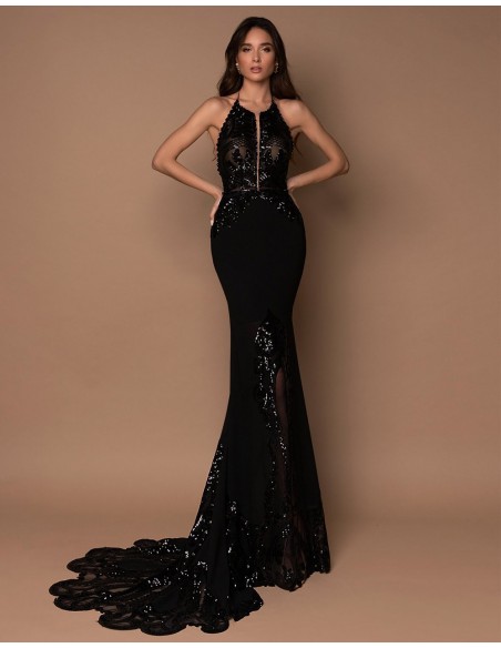 Vestido de noche de corte sirena con lentejuelas-1