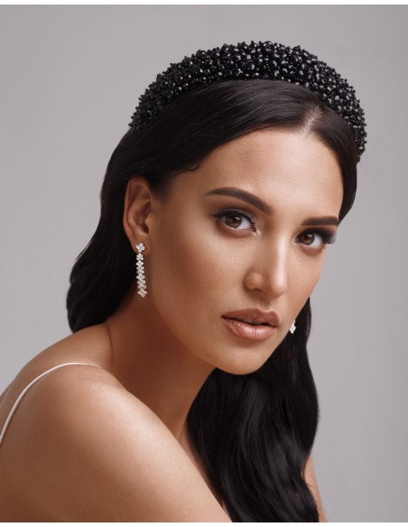 Thick  flat headband with pearls and crystals for brides or guests-2