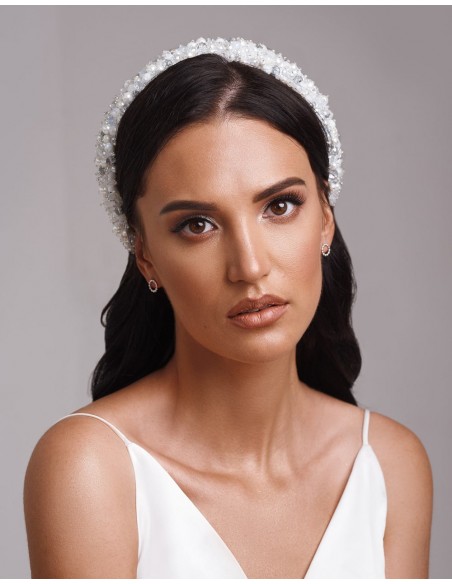 Thick  flat headband with pearls and crystals for brides or guests-1
