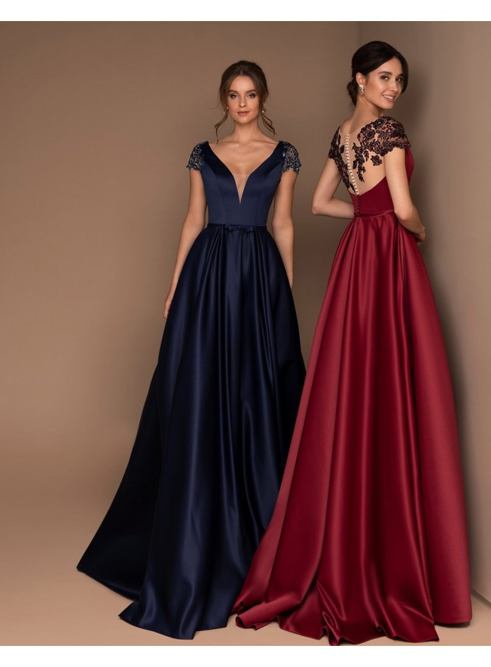 Evening dress with tattoo effect back with rhinestones-1