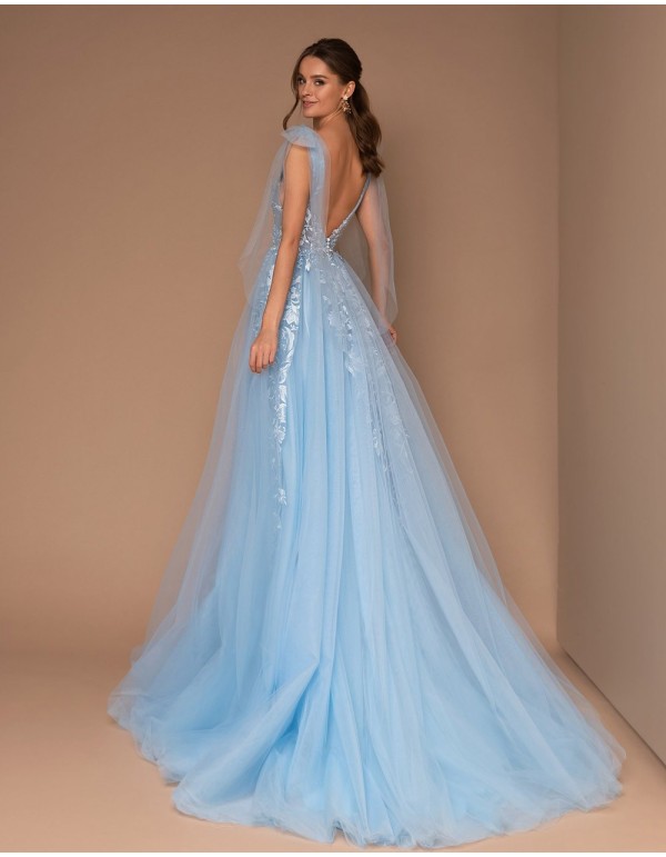 Evening dress with tulle skirt and embroidered bodice-1 2