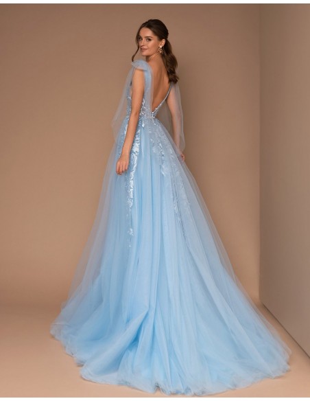 Evening dress with tulle skirt and embroidered bodice-2