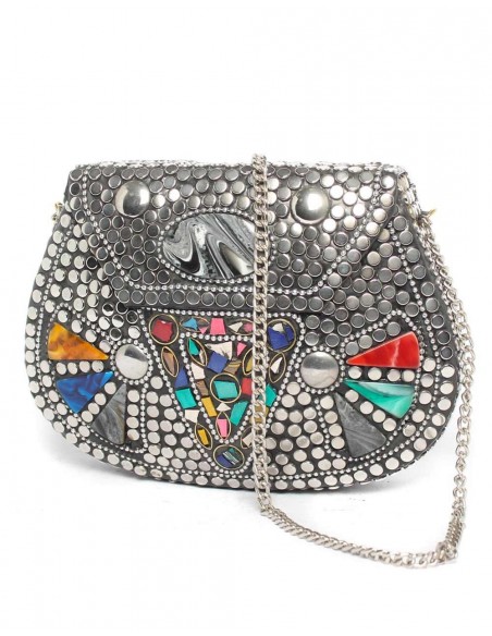 Bolso Cofre con piedras multicolor