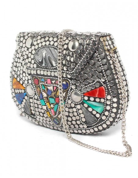 Bolso Cofre con piedras multicolor-1