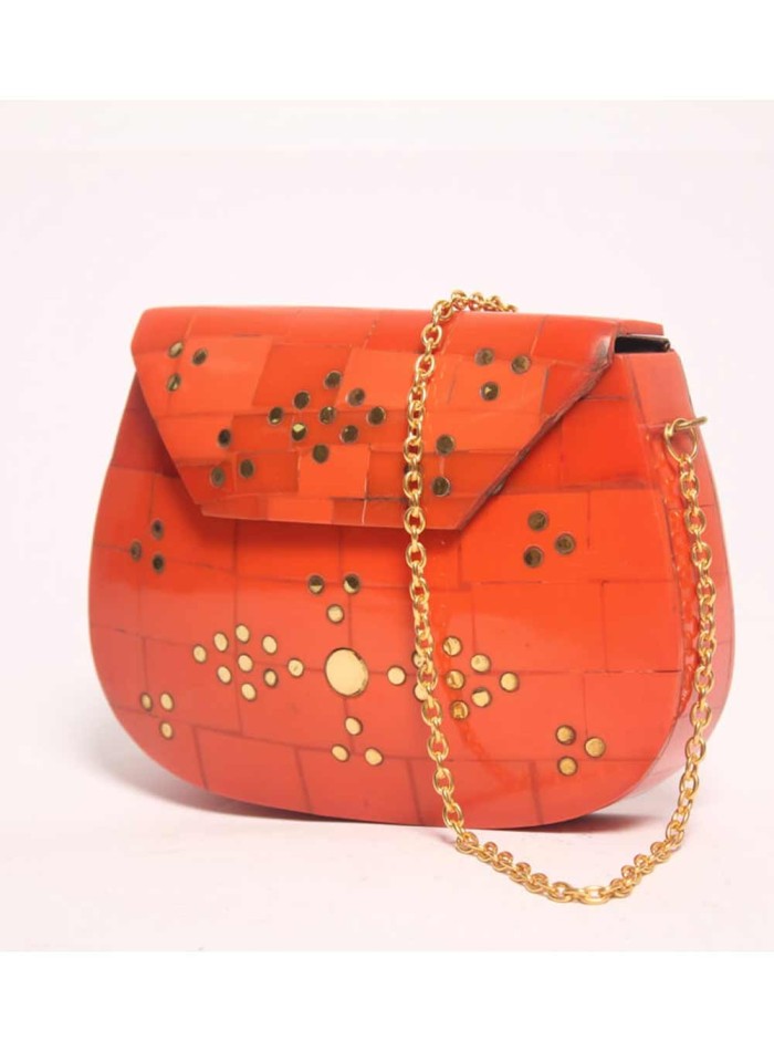 Mother-of-pearl box bag with metallic inlays Lauren Lynn London Accessories - 1 
