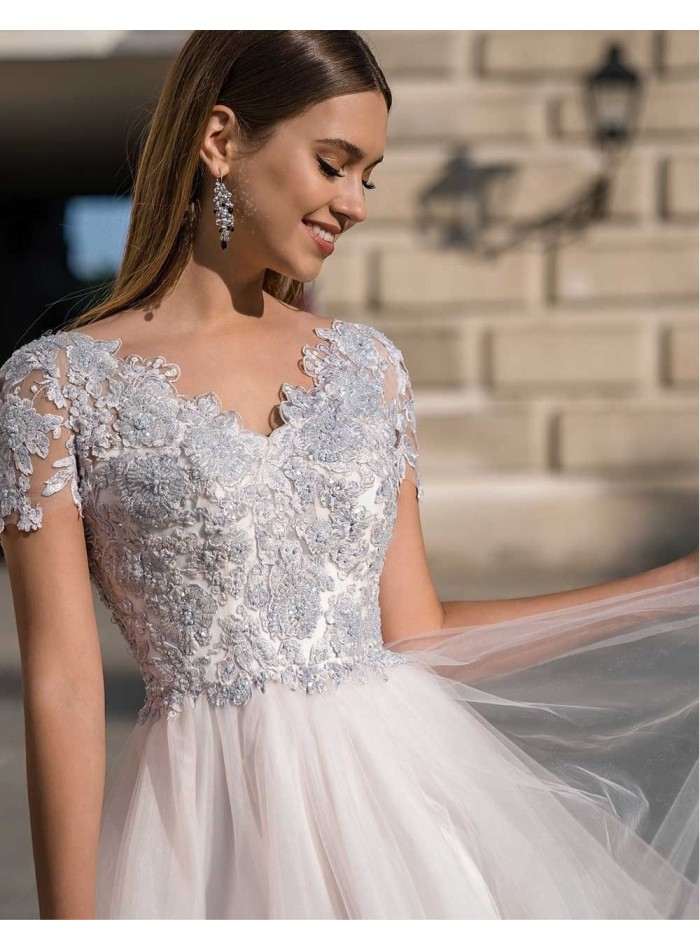 Cocktail Dress with tulle skirt and lace bodice EMABRIDE - 4 