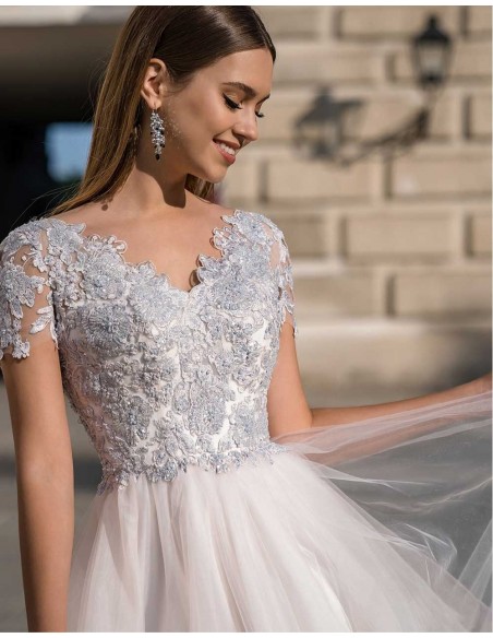 Cocktail Dress with tulle skirt and lace bodice EMABRIDE - 4 