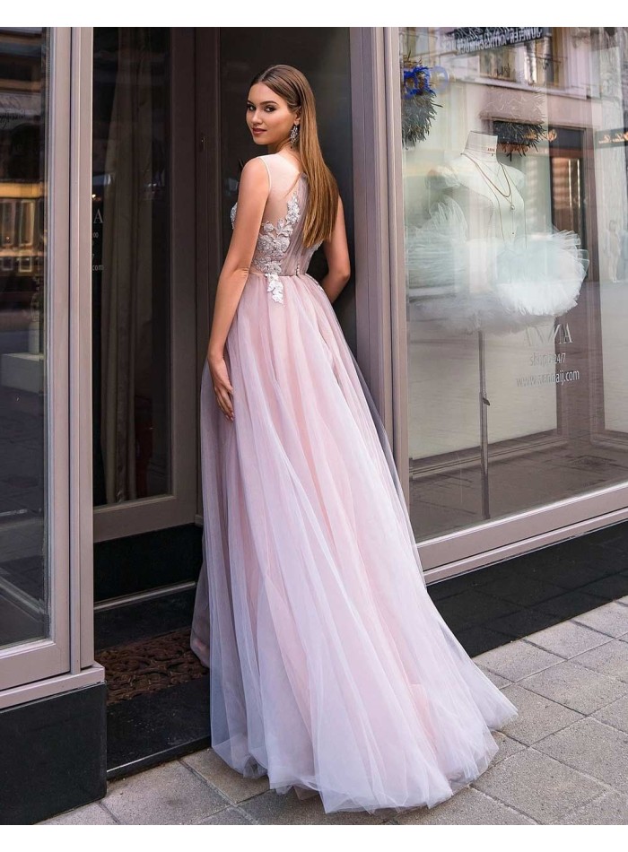 Vestido de fiesta largo con escote halter de tul EMABRIDE - 4 