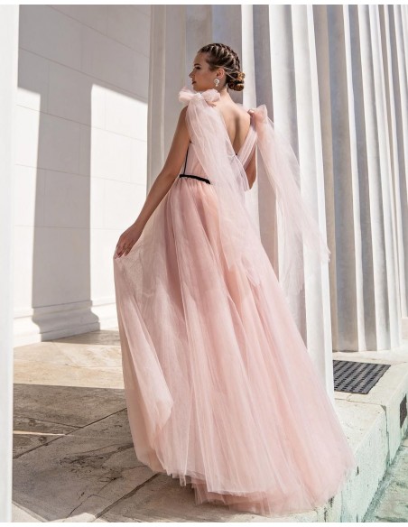 Vestido de fiesta largo con cuerpo tipo corsé realizado en tul EMABRIDE - 3 
