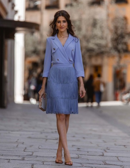 Vestido de cóctel con falda de flecos - INVITADA PERFECTA