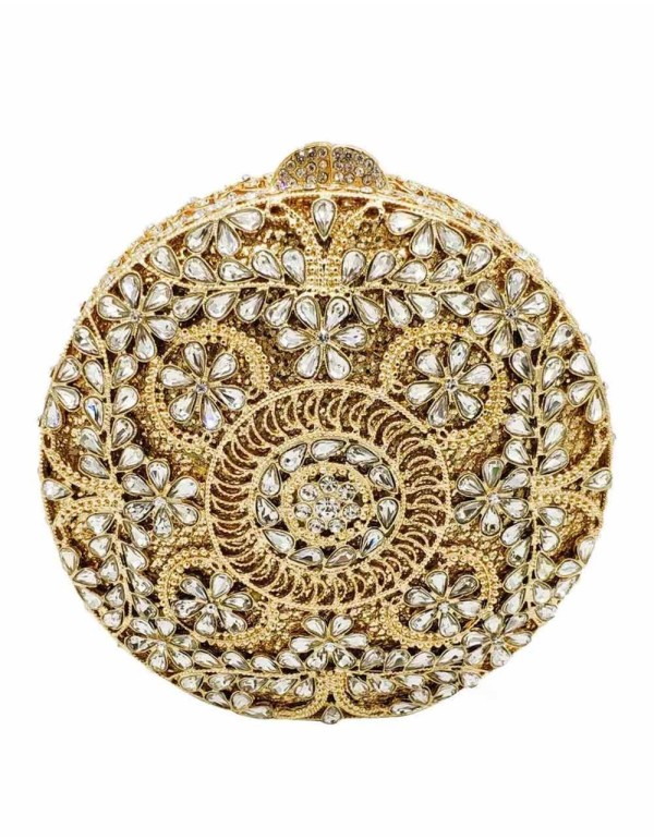 Bolso de mano joya con pequeñas flores de metal y Swarovski circular Lauren Lynn London Accessories - 1  2