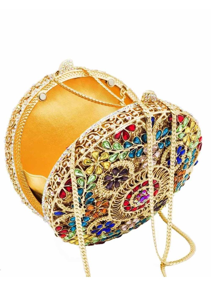 Bolso de mano joya con pequeñas flores de metal y Swarovski circular Lauren Lynn London Accessories - 8 