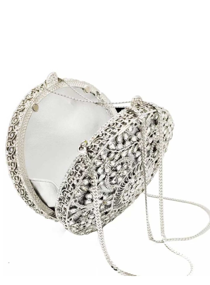 Jewel handbag with small metal and Swarovski circular flowers Lauren Lynn London Accessories - 9 
