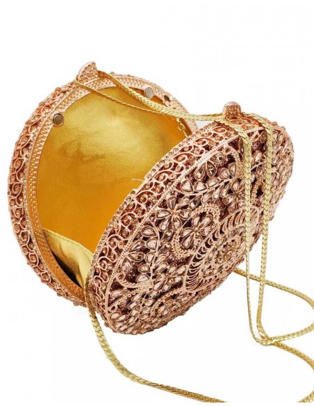 Jewel handbag with small metal and Swarovski circular flowers Lauren Lynn London Accessories - 11 