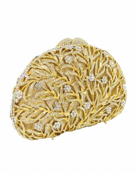 Jeweled clutch bag with small Swarovski crystal flowers for guests Lauren Lynn London Accessories - 2