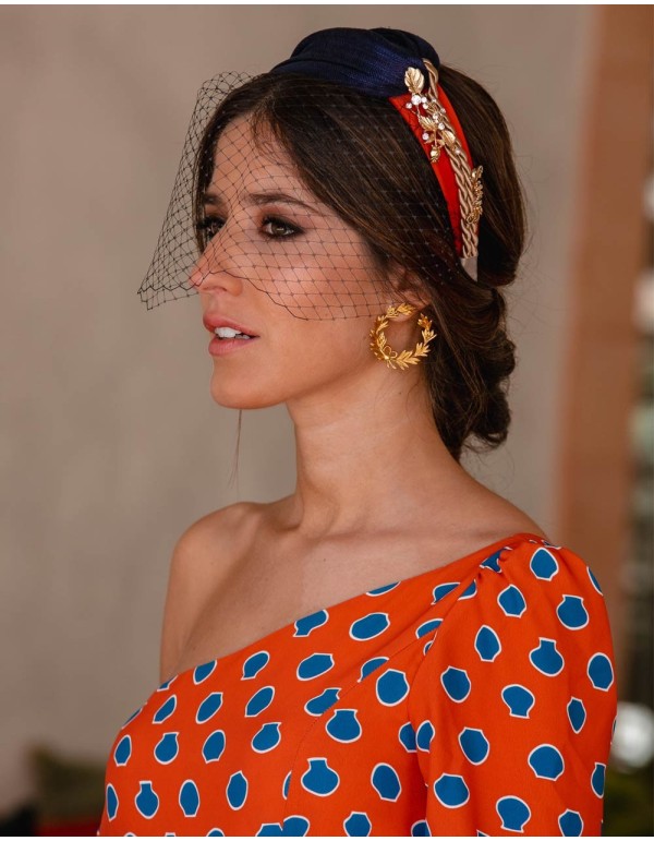 Diadema de sinamai seda  azul y roja - INVITADA PERFECTA Carmen Fernández Complementos - 2