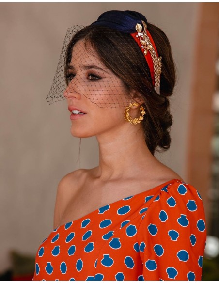 Diadema de sinamai seda  azul y roja - INVITADA PERFECTA Carmen Fernández Complementos - 2