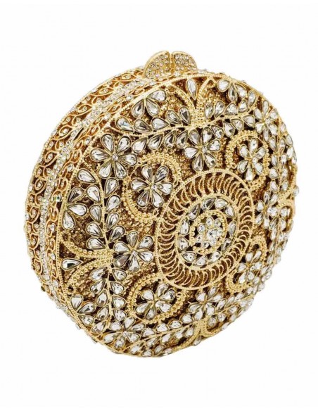 Jewel handbag with small metal and Swarovski circular flowers Lauren Lynn London Accessories - 2 
