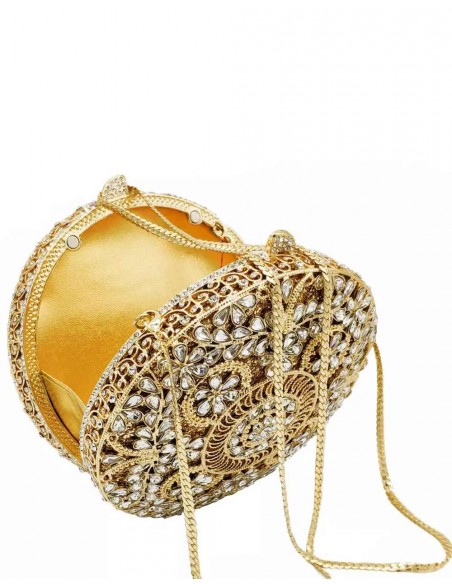 Jewel handbag with small metal and Swarovski circular flowers Lauren Lynn London Accessories - 5 