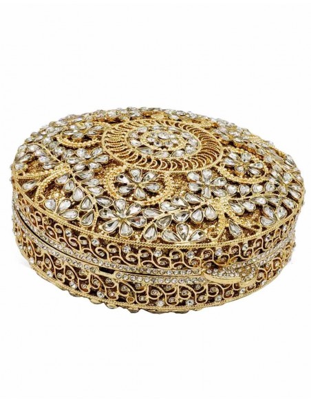 Jewel handbag with small metal and Swarovski circular flowers Lauren Lynn London Accessories - 6 