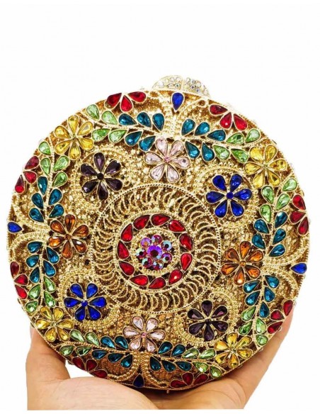 Bolso de mano joya con pequeñas flores de metal y Swarovski circular Lauren Lynn London Accessories - 7 