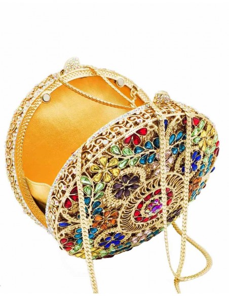 Bolso de mano joya con pequeñas flores de metal y Swarovski circular Lauren Lynn London Accessories - 8 