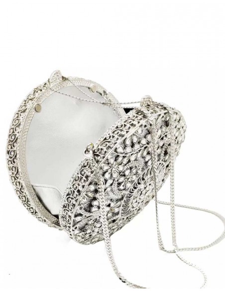 Jewel handbag with small metal and Swarovski circular flowers Lauren Lynn London Accessories - 9 