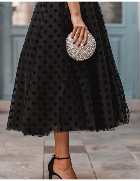 Bolso de mano joya con pequeñas flores de metal y Swarovski circular - INVITADA PERFECTA -2