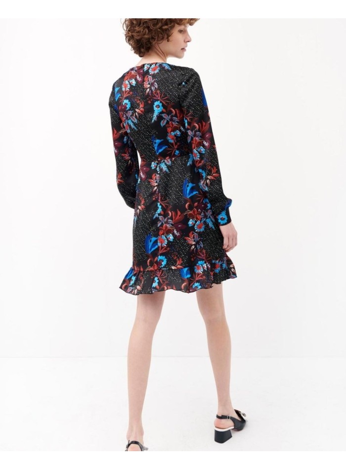 Vestido de cóctel negro con estampado floral de Cyrana Furs - 1