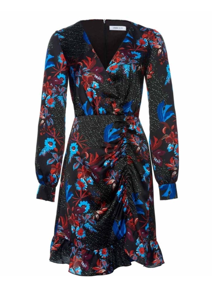 Vestido de cóctel negro con estampado floral de Cyrana Furs  - 3