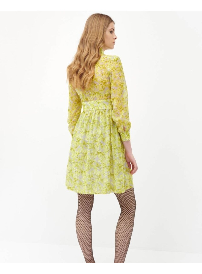 Pistachio green chiffon cocktail dress with bow detail from Cyrana Furs - 1