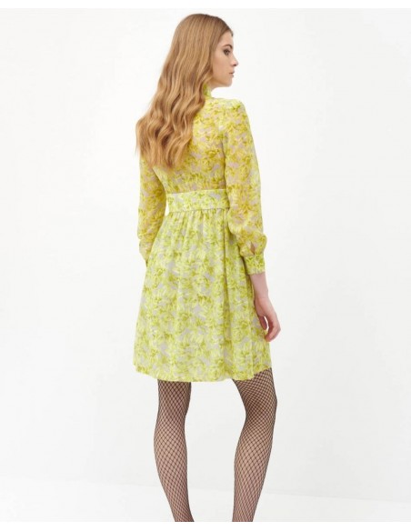 Vestido de cóctel en gasa verde pistacho y lazo al cuello de Cyrana Furs - 2