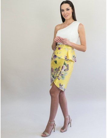 Cocktail dress with silk organza bodice and printed mikado skirt Victoria Victim - 1 