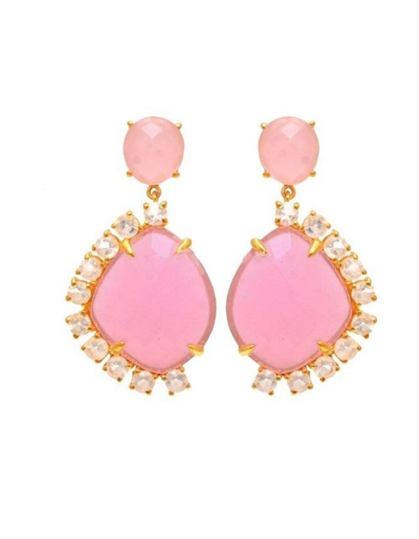 Rose quartz and moonstone earrings for women Welowe - 1 