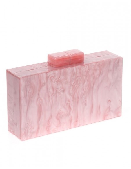 Pink pearlized clutch handbag