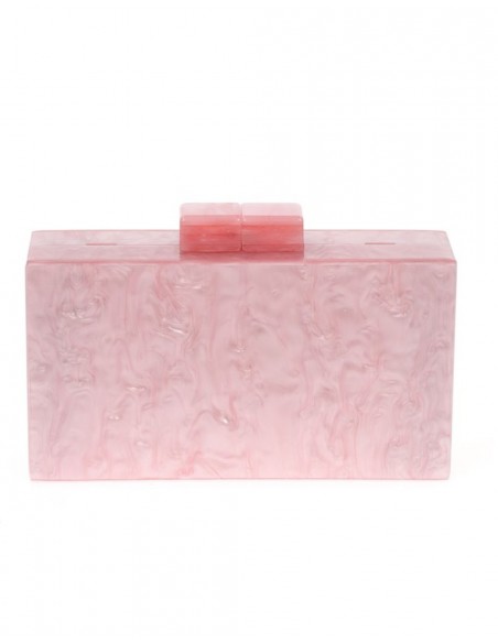 Pink pearlized clutch handbag