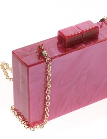 Fuchsia pearlized clutch bag