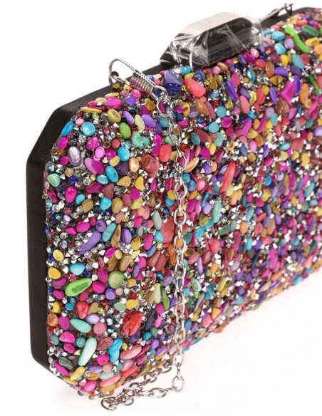 Bolso de fiesta de pedrería octogonal Lauren Lynn London Accessories - 3 