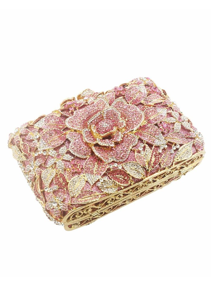Jeweled clutch bag with crystal rose Lauren Lynn London Accessories - 9 